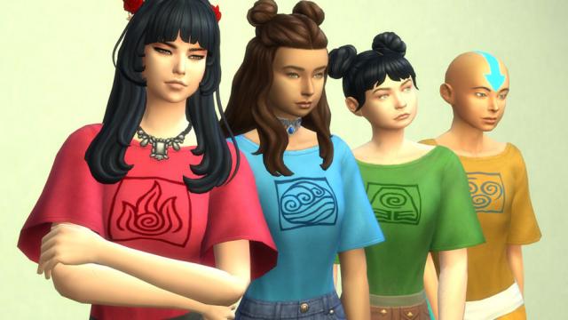 Avatar the Last Airbender shirts for females. для The Sims 4