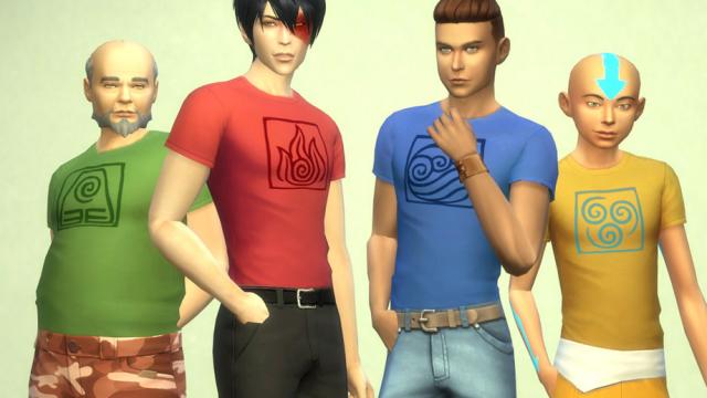 Avatar the Last Airbender shirts for males for The Sims 4