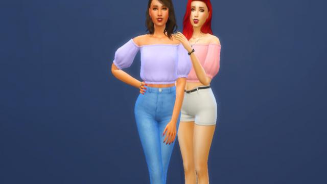 VV Off-Shoulder Crop Top - Light for The Sims 4