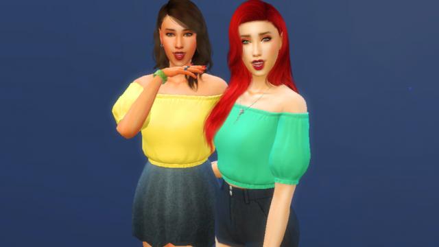 VV Off-Shoulder Crop Top - Light for The Sims 4