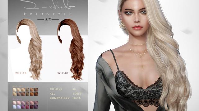 sclub ts4 hair n73 Tifa for The Sims 4