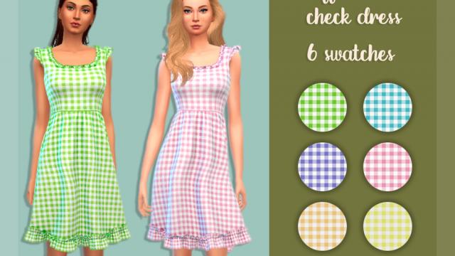 Ruffle cotton check dress