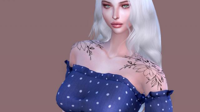 Random Tattoos-Flowers on the shoulders n1 for The Sims 4