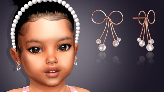 Bowknot Pearl Earrings For Toddlers - Серьги для малышей