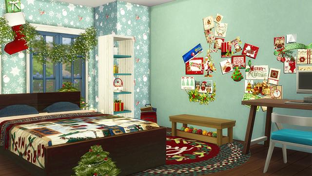 Warm Christmas Bedroom для The Sims 4