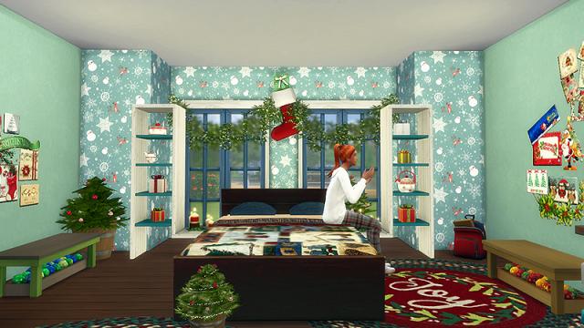 Warm Christmas Bedroom для The Sims 4