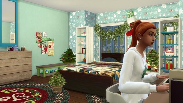 Warm Christmas Bedroom для The Sims 4