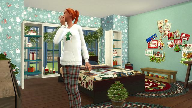 Warm Christmas Bedroom для The Sims 4