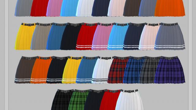 Pleated Skirt With Belt for The Sims 4