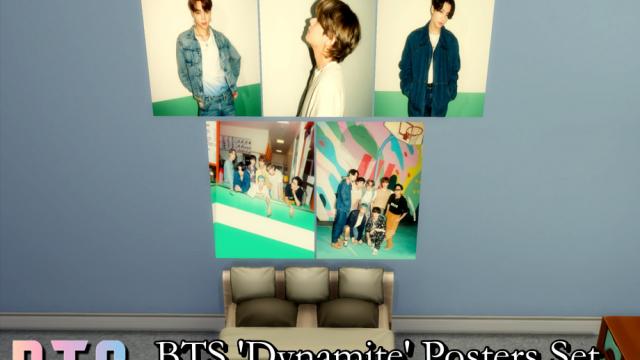 BTS 'Dynamite' Posters Set - REQUIRES MESH for The Sims 4