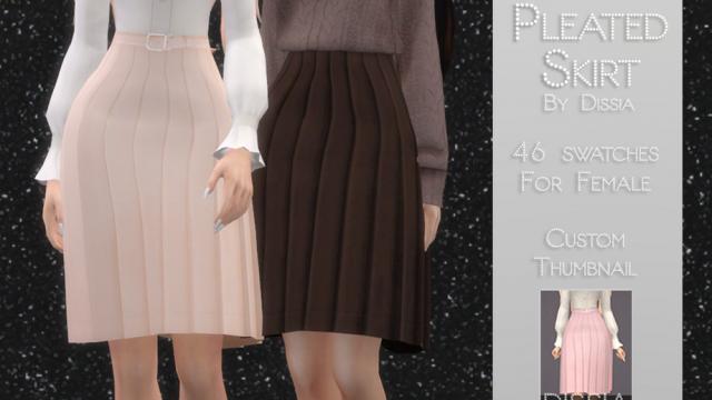 Midi Pleated Skirt for The Sims 4