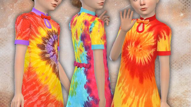 Girls Colorful Tie-Dye Dress