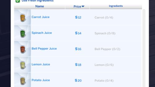 Healthy Drinks for The Sims 4