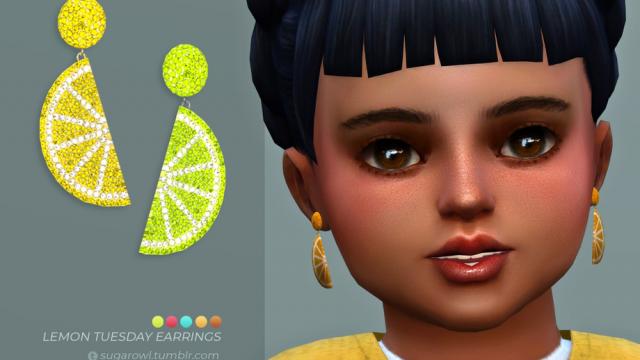 Lemon Tuesday earrings | Toddlers version for The Sims 4