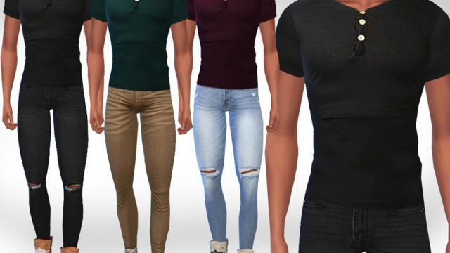 Male Sims Fit Button Tees