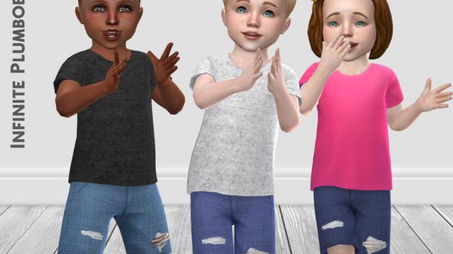 IP Toddler Ripped Jean Shorts for The Sims 4