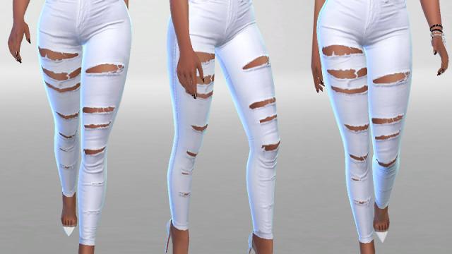 White Ripped Summer Jeans