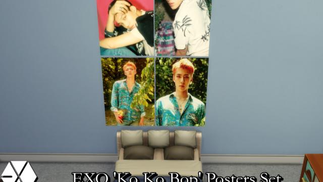 EXO 'Ko Ko Bop' Posters Set - REQUIRES MESH and GET TO WORK for The Sims 4