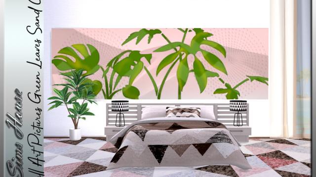 Wall Art Pictures Green Leaves Sand City for The Sims 4