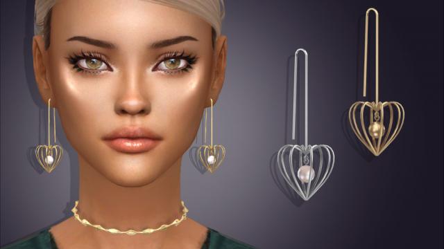 Physalis Pearl Earrings with Piercing (2 versions) for The Sims 4