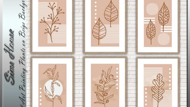 Wall Art Painting Plants on Beige Background