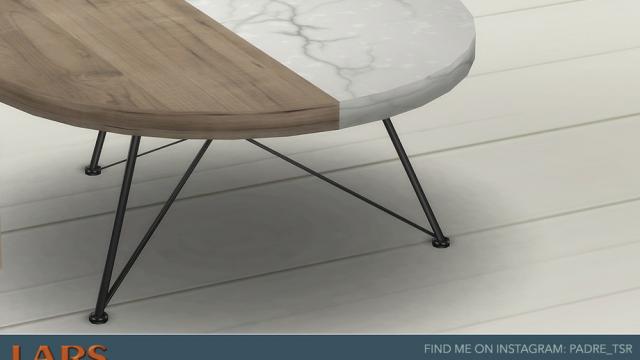 Lars Living Room - Marble and Timber Coffee Table for The Sims 4