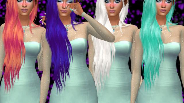 Bonus recolor of Stealthic's Aquaria hair для The Sims 4