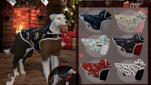 DSF CHRISTMAS COAT FOR LARGE DOGS for The Sims 4