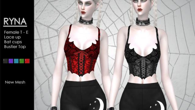 RYNA - Gothic Bat Top для The Sims 4