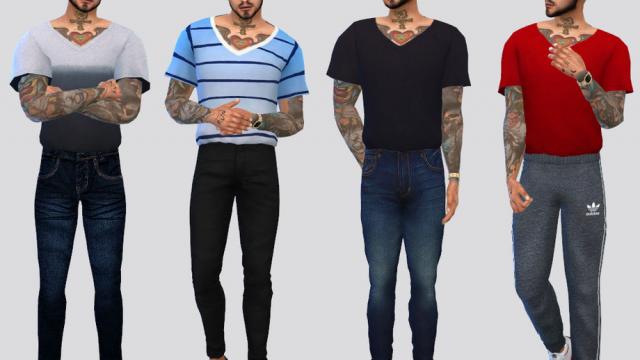 Basic V-neck Tees for The Sims 4