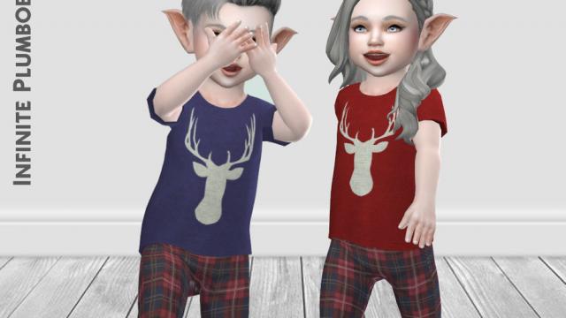 IP Toddler Christmas Sleepwear Top for The Sims 4