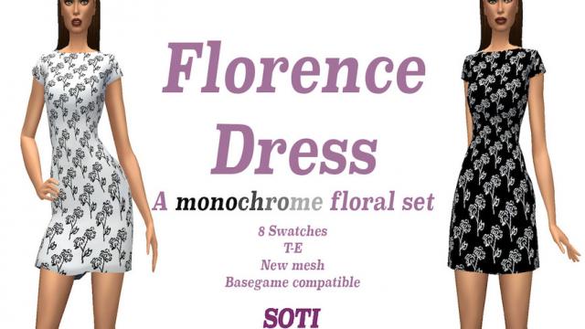 Florence - Monochrome Floral Dress