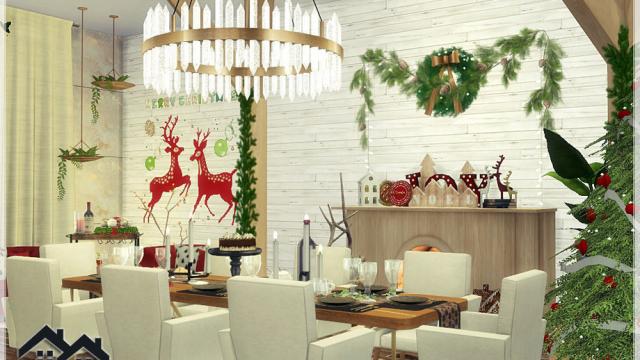 Papa Noel 2020- Kitchen with Dining для The Sims 4