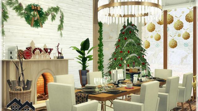 Papa Noel 2020- Kitchen with Dining для The Sims 4