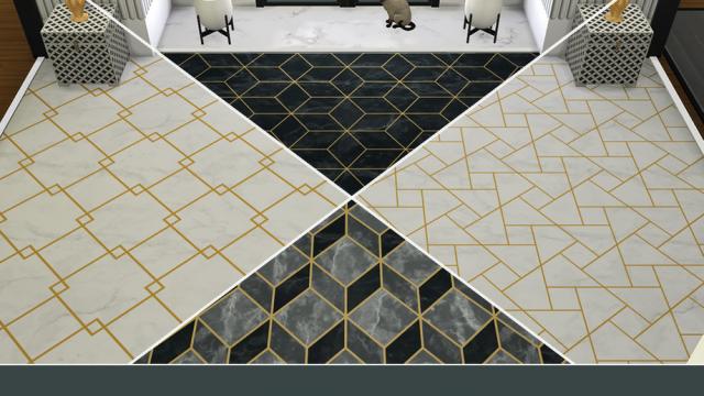 Art Deco Marble Floors with Gold and Silver Inlays - SET