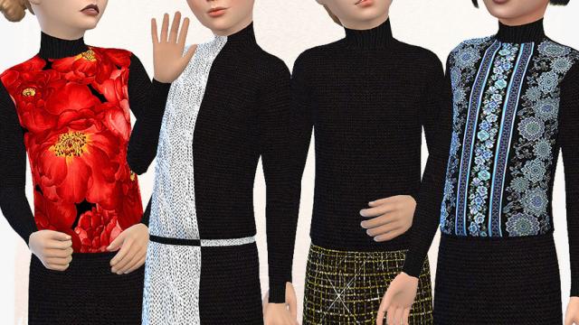 Girls Turtleneck Sweater Dress for The Sims 4