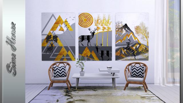 Wall Art Gray-yellow Abstraction Deer