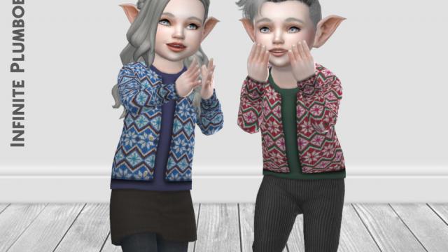 IP Toddler Christmas Knit Cardigan для The Sims 4