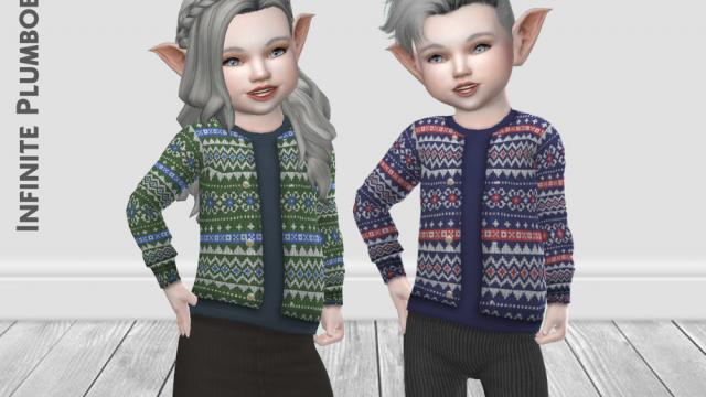 IP Toddler Christmas Knit Cardigan для The Sims 4