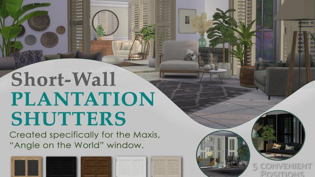 Padre Short Wall Plantation Shutters for The Sims 4