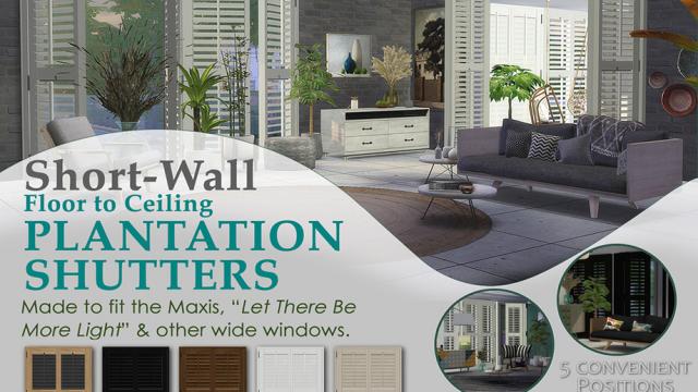 Padre Short Wall Plantation Shutters for The Sims 4