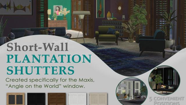 Padre Short Wall Plantation Shutters for The Sims 4