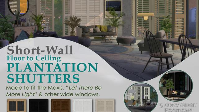 Padre Short Wall Plantation Shutters for The Sims 4