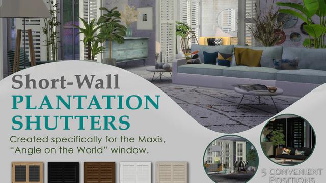 Padre Short Wall Plantation Shutters for The Sims 4