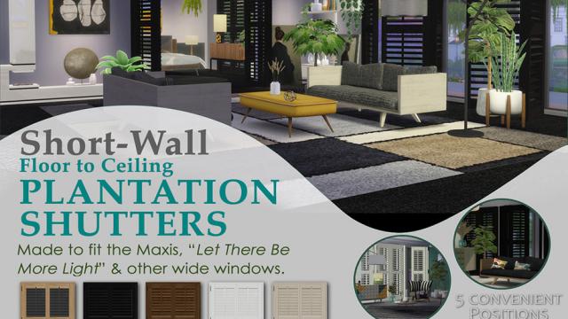 Padre Short Wall Plantation Shutters for The Sims 4