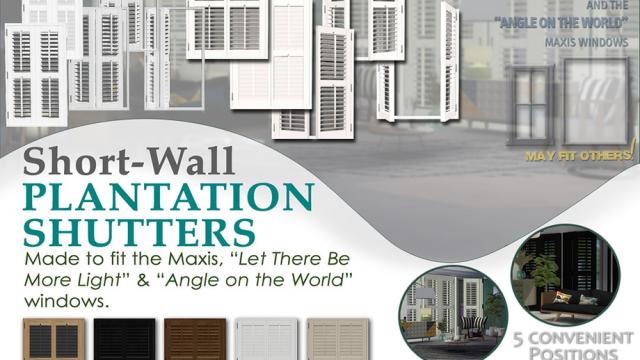 Padre Short Wall Plantation Shutters for The Sims 4