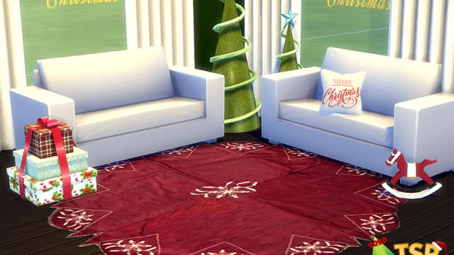 Holiday Wonderland festive round rugs for The Sims 4