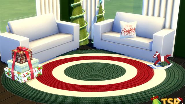 Holiday Wonderland festive round rugs for The Sims 4