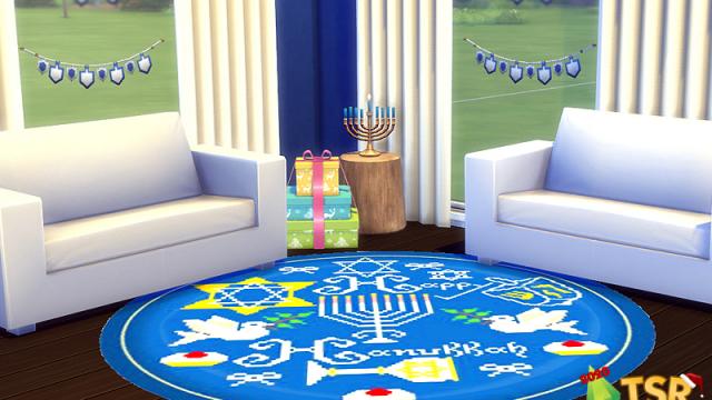 Holiday Wonderland festive round rugs for The Sims 4