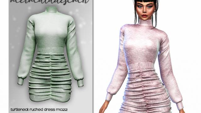 Turtleneck Ruched Dress MC122